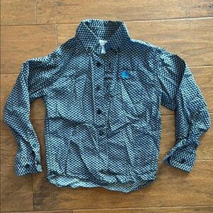 Cinch Blue and Black Button Down Shirt with Polka Dot Pattern